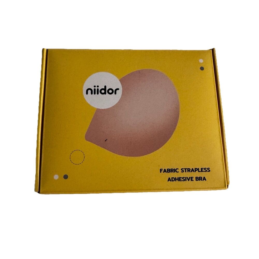 Niidor Fabric Strapless Adhesive Bra B Cup Nude Color & Nipple Petals New